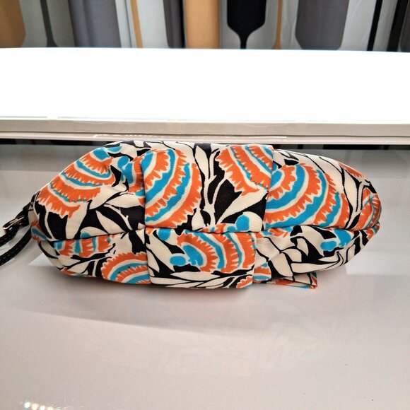 Vintage Prada Mini Wristlet Handbag Clutch White, Orange, Blue, Tropical Floral - Picture 7 of 14